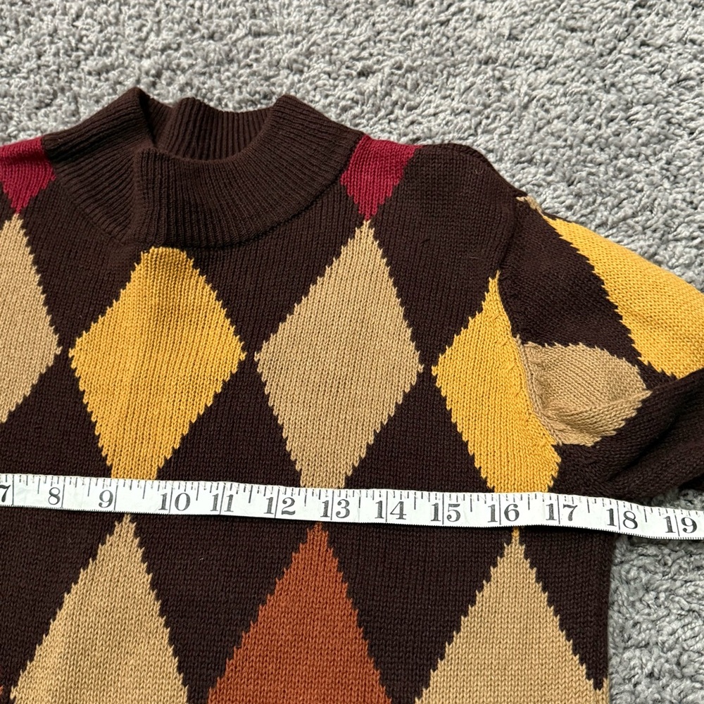 Worthington Vintage Mock neck Argyle Sweater - Picture 6 of 8